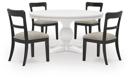 Greddinton - Round Dining Table Set - Black Chairs