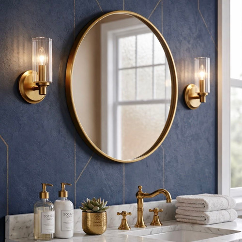 Jardin - Single Light Wall Sconce With Clear Ribbed Satin - Clear / Gold