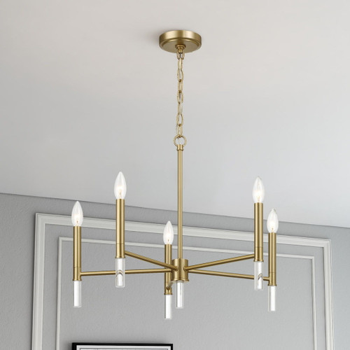 Courtyard - 5 Light Candle Chandelier - Clear / Gold