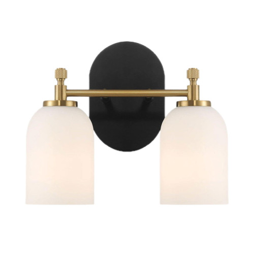 Vortex - 2 Lights Vanity In Style For Over Bathroom Mirror Wall Sconce - Black / Gold / White
