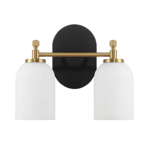 Vortex - 2 Lights Vanity In Style For Over Bathroom Mirror Wall Sconce - Black / Gold / White