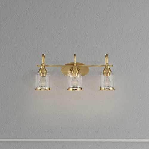 3 Lights Brush Vanity Light - Clear / Gold