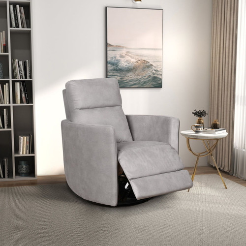 Lawson - Swivel Glider Suede Recliner Chair - Gray