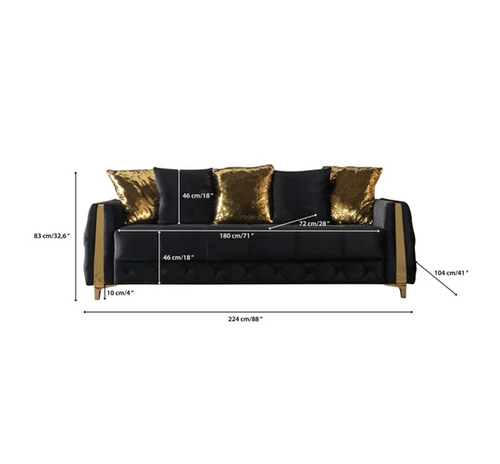 Florence Velvet Sofa 88" & Loveseat 64" Set