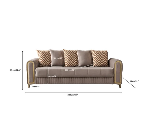 Sandra Velvet Sofa 88" & Loveseat 64" Set
