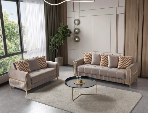 Sandra Velvet Sofa 88" & Loveseat 64" Set