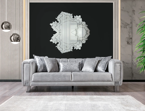 Santana Silver Velvet Sofa 89" & Loveseat 69" Set