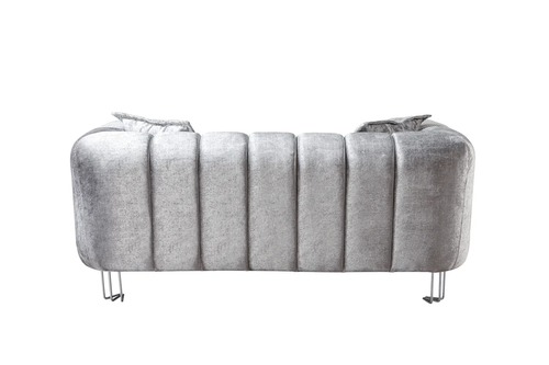Santana Silver Velvet Sofa 89" & Loveseat 69" Set