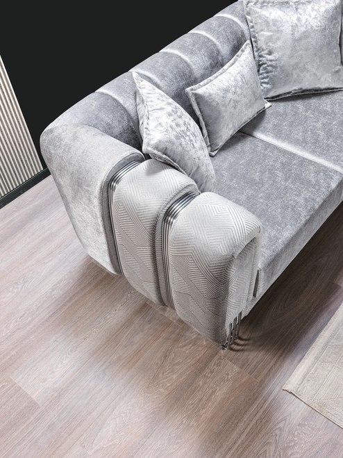 Santana Silver Velvet Sofa 89" & Loveseat 69" Set