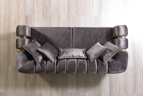 Santana Smoke Velvet Sofa 89" & Loveseat 69" Set