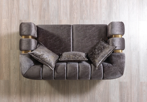 Santana Smoke Velvet Sofa 89" & Loveseat 69" Set