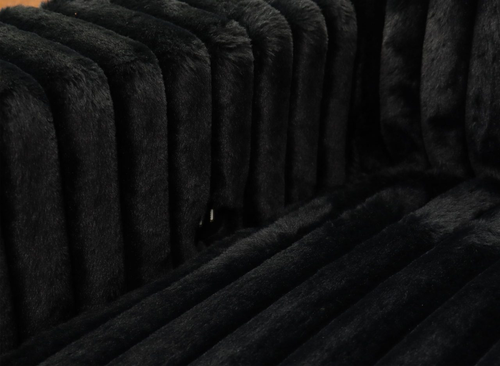 Belfort Black Fluffy Corduroy Sectional With Pull Out Bed And Storage Chaise