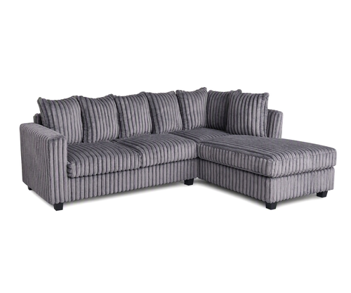 Hanna Gray Fluffy Wide Corduroy Sectional with Reversible Chaise