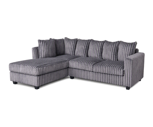 Hanna Gray Fluffy Wide Corduroy Sectional with Reversible Chaise