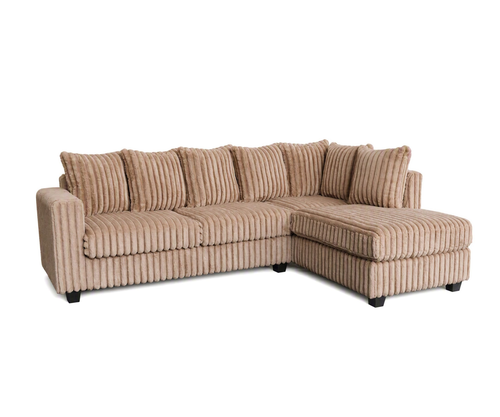 Hanna Taupe Fluffy Wide Corduroy Sectional with reversible Chaise