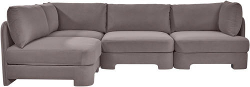 Hammond - Velvet Performance Fabric Upholstered 4 Piece Armless Sectional