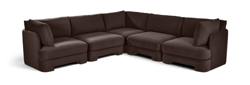 Hammond - Velvet Performance Fabric Upholstered 5 Piece Corner Sectional