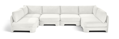 Hammond - Velvet Performance Fabric Upholstered 6 Piece U-Shaped Armless Sectional