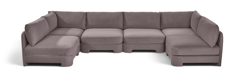 Hammond - Velvet Performance Fabric Upholstered 6 Piece U-Shaped Armless Sectional