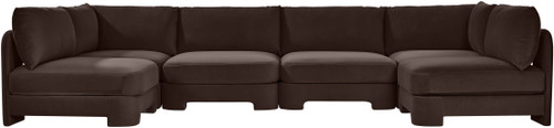 Hammond - Velvet Performance Fabric Upholstered 6 Piece U-Shaped Armless Sectional