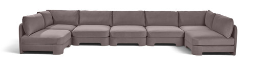 Hammond - Velvet Performance Fabric Upholstered 7 Piece U-Shaped Armless Sectional