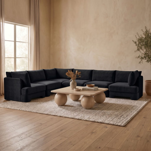 Hammond - Velvet Performance Fabric Upholstered 7 Piece U-Shaped Armless Sectional