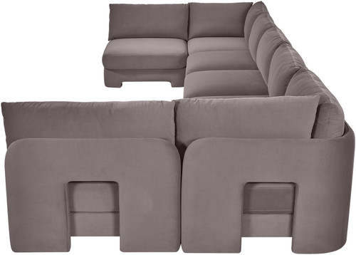 Hammond - Velvet Performance Fabric Upholstered 7 Piece U-Shaped Armless Sectional