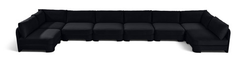 Hammond - Velvet Performance Fabric Upholstered 8 Piece U-Shaped Armless Sectional - Beige