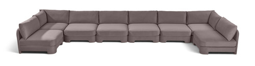 Hammond - Velvet Performance Fabric Upholstered 8 Piece U-Shaped Armless Sectional - Beige