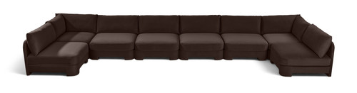 Hammond - Velvet Performance Fabric Upholstered 8 Piece U-Shaped Armless Sectional - Beige