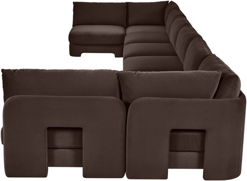 Hammond - Velvet Performance Fabric Upholstered 8 Piece U-Shaped Armless Sectional - Beige