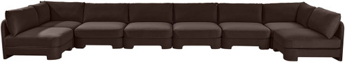 Hammond - Velvet Performance Fabric Upholstered 8 Piece U-Shaped Armless Sectional - Beige