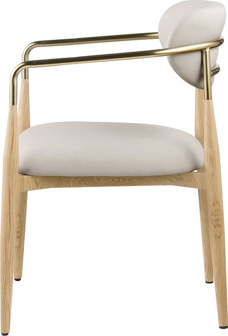 Ronda - Vegan Leather Upholstered Dining Arm Chair - Natural Legs