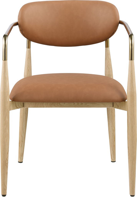 Ronda - Vegan Leather Upholstered Dining Arm Chair - Natural Legs