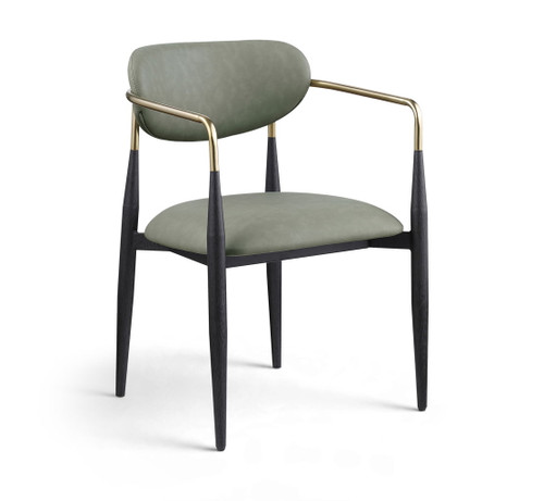 Ronda - Vegan Leather Upholstered Dining Arm Chair - Black Legs