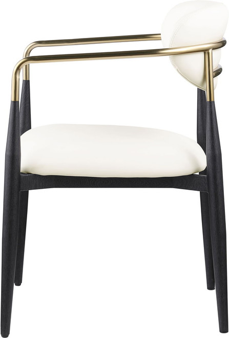 Ronda - Vegan Leather Upholstered Dining Arm Chair - Black Legs