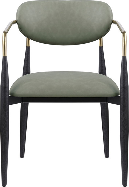 Ronda - Vegan Leather Upholstered Dining Arm Chair - Black Legs