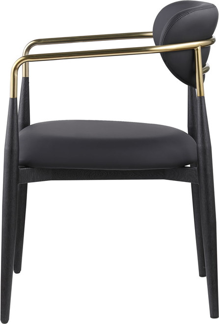 Ronda - Vegan Leather Upholstered Dining Arm Chair - Black Legs