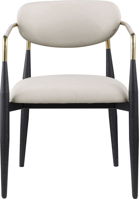 Ronda - Vegan Leather Upholstered Dining Arm Chair - Black Legs
