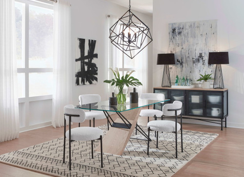 Aere - Boucle Upholstered Metal Leg Dining Chair (Set of 2) - Ivory And Black