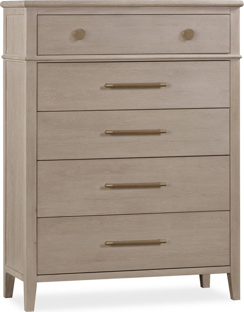 Camden - Five Drawer Oak Wood Chest - Chai