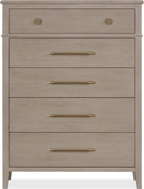 Camden - Five Drawer Oak Wood Chest - Chai