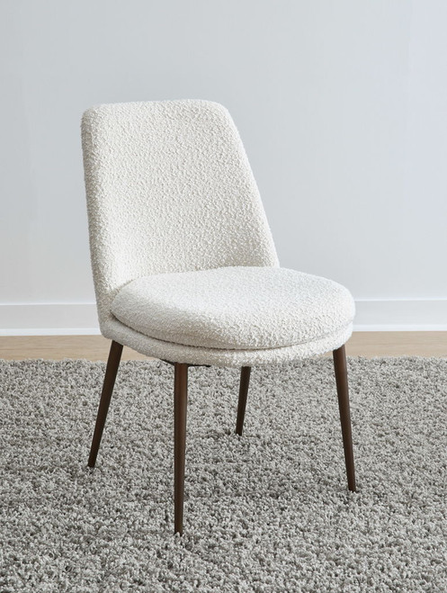 Crossroads 2.0 - Wyatt Upholstered Dining Chair (Set of 2) - Ricotta Boucle And Bronze Metal