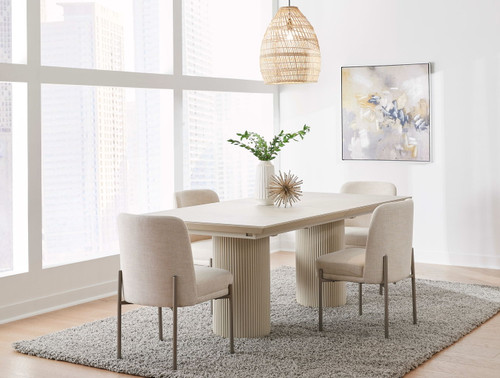 Crossroads 2.0 - Cannon Stone Top Double Pedestal Extension Dining Table With Wood Base - Ivory