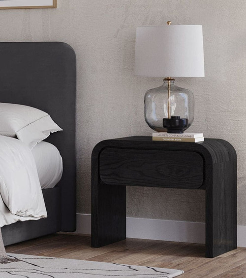 Elora - One Drawer Nightstand - Jet Black Ash