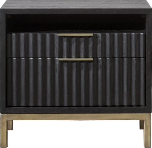 Kentfield - Solid Wood Two Drawer Nightstand - Black Drifted Oak