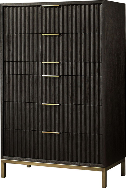 Kentfield - Solid Wood Six Drawer Chest - Black Drifted Oak (2024)