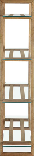One - Modern Coastal Glass Solid Wood Shelf Bookcase - Bisque