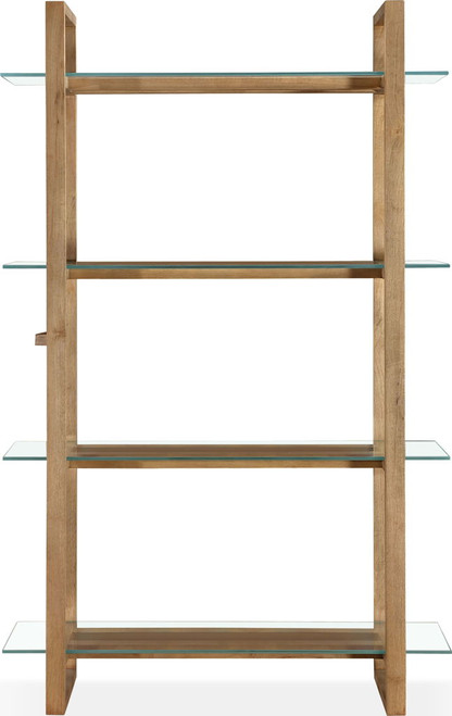 One - Modern Coastal Glass Solid Wood Shelf Bookcase - Bisque