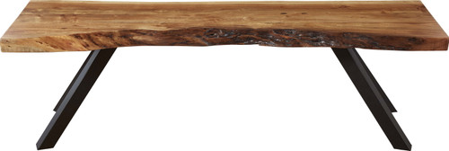 Reese - Live Edge Solid Wood Metal Leg Dining Bench - Natural Acacia